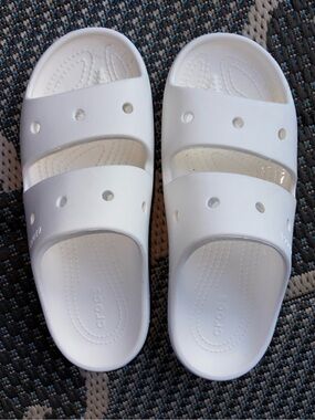 CROCS White Dual-Strap Slide Sandals
